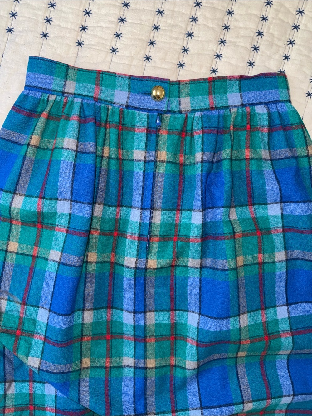 Pendleton Blue and Green Plaid Pleated Midi Skirt - Picture 4 of 7